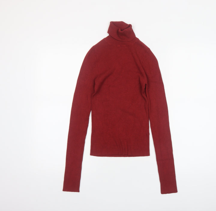 Miss Selfridge Womens Red Roll Neck Slim Fit Jumper Size 6