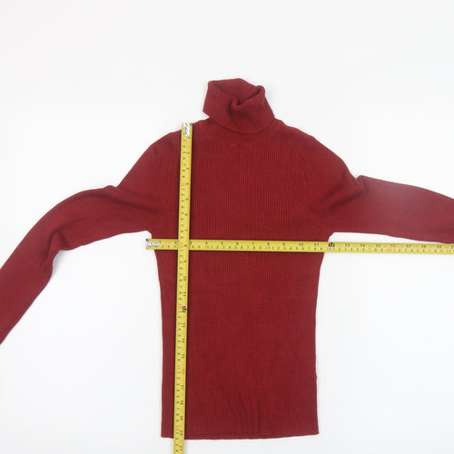 Miss Selfridge Womens Red Roll Neck Slim Fit Jumper Size 6