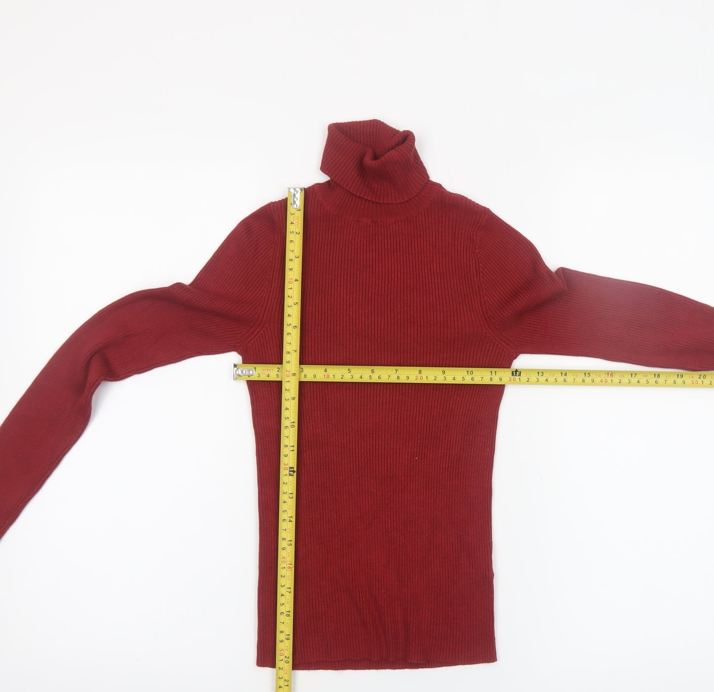 Miss Selfridge Womens Red Roll Neck Slim Fit Jumper Size 6