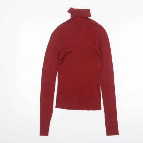 Miss Selfridge Womens Red Roll Neck Slim Fit Jumper Size 6