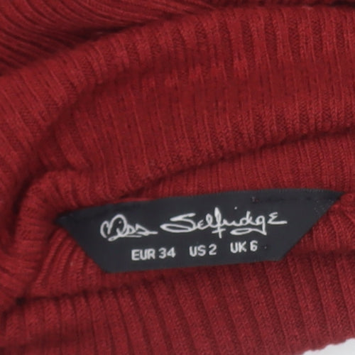 Miss Selfridge Womens Red Roll Neck Slim Fit Jumper Size 6