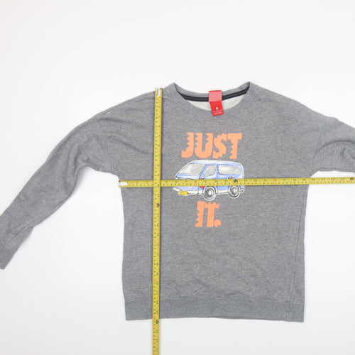 Nike Womens Grey Graphic Pullover Sweatshirt Size 16 Classic Fit
