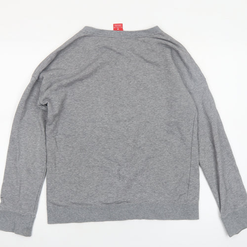 Nike Womens Grey Graphic Pullover Sweatshirt Size 16 Classic Fit
