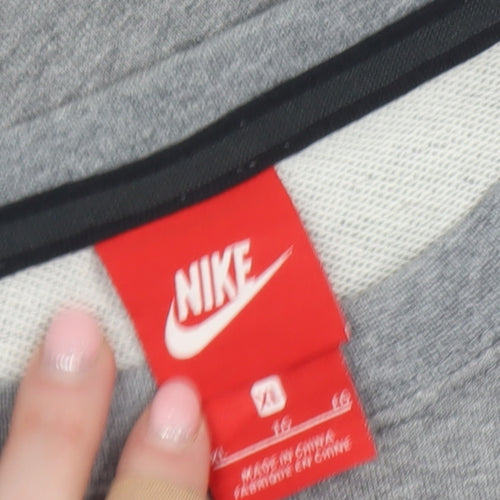 Nike Womens Grey Graphic Pullover Sweatshirt Size 16 Classic Fit