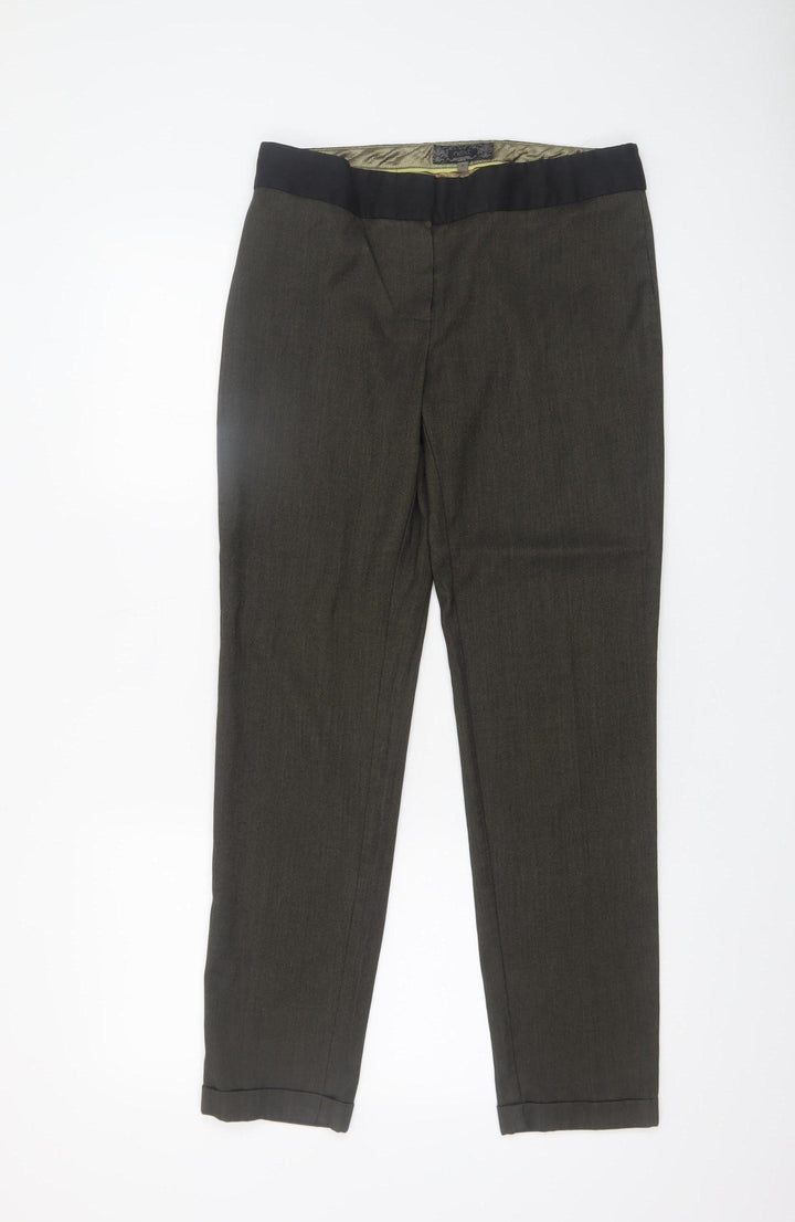 Next Women's Brown Slim Fit Dress Pants Size 10 Straight Leg Trousers