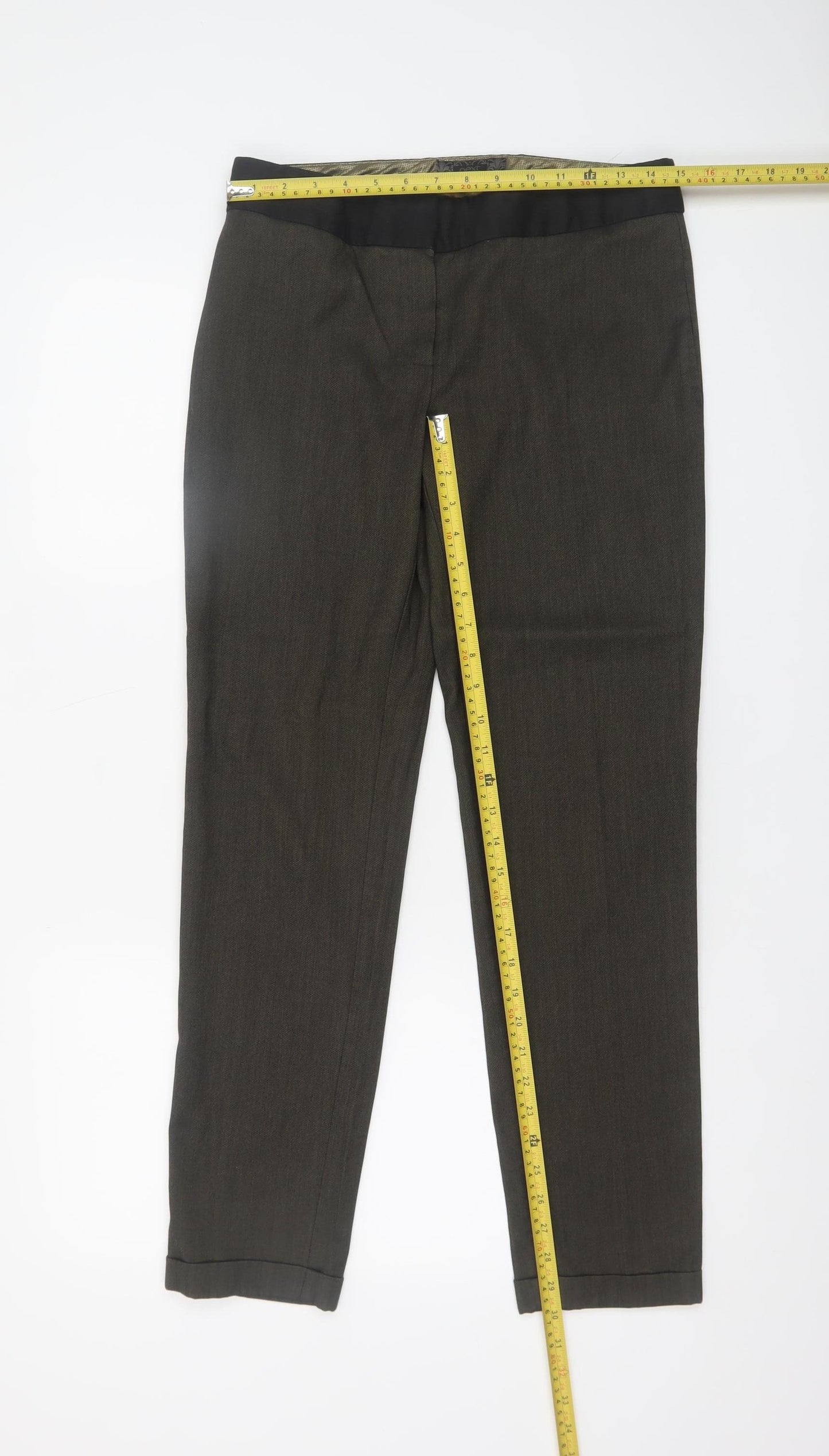 Next Women's Brown Slim Fit Dress Pants Size 10 Straight Leg Trousers
