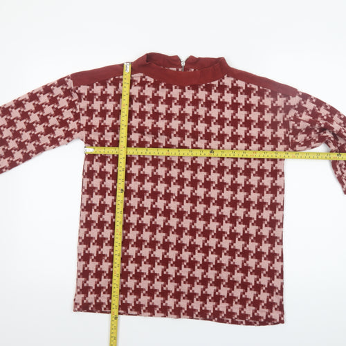 Next Women’s Red Geometric Mock Neck Tunic Top Size 10