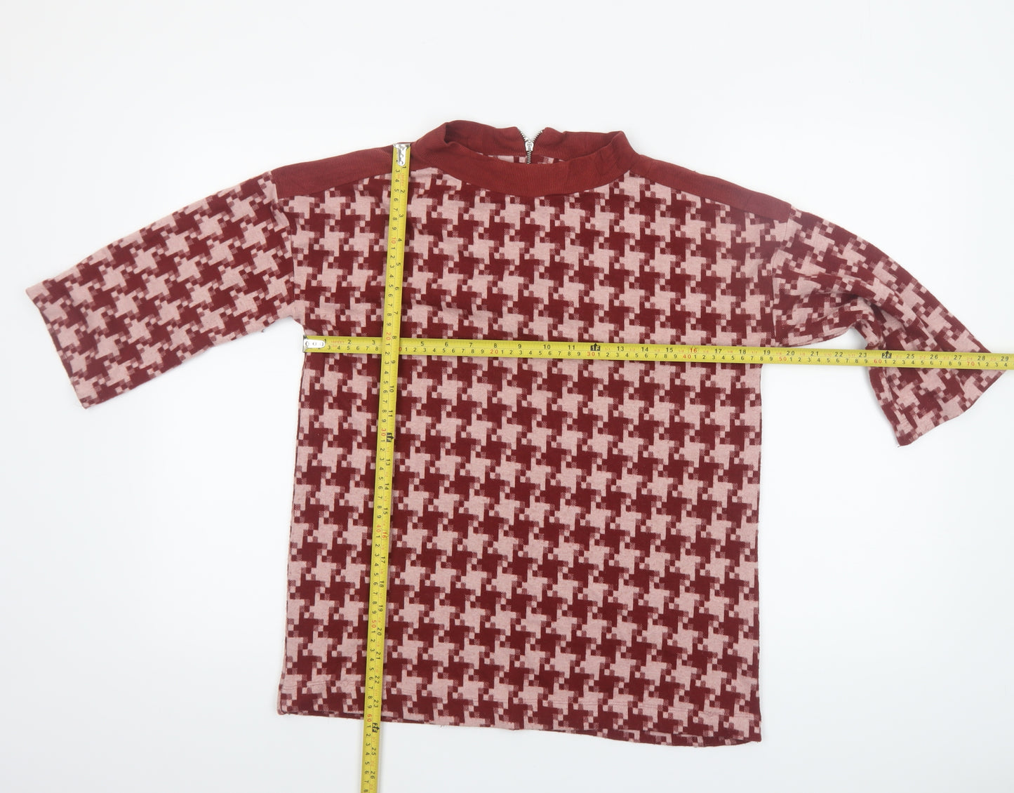 Next Women’s Red Geometric Mock Neck Tunic Top Size 10