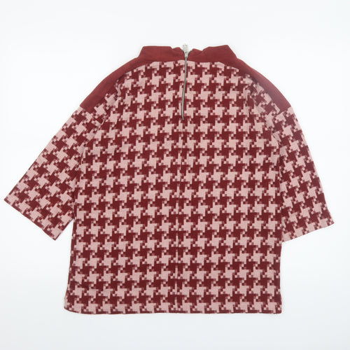 Next Women’s Red Geometric Mock Neck Tunic Top Size 10