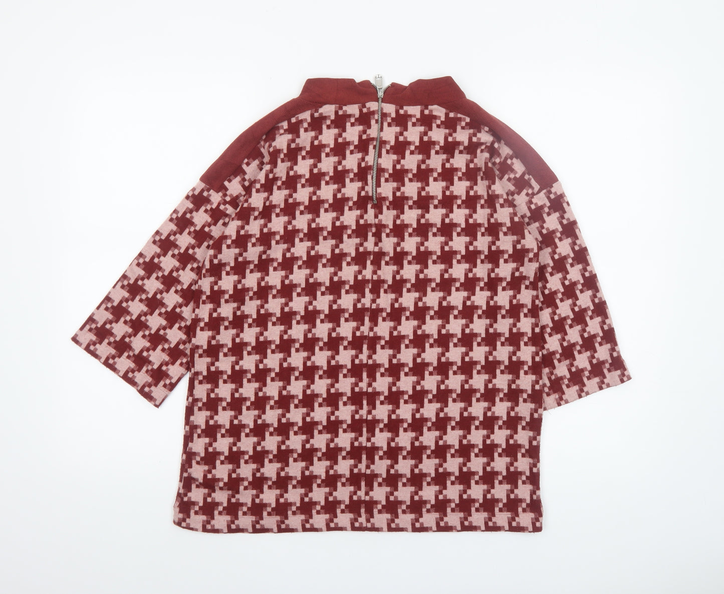 Next Women’s Red Geometric Mock Neck Tunic Top Size 10