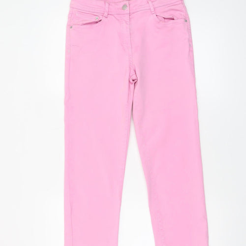 Next Women's Pink Slim Straight Jeans Size 10P Soft Stretch Denim