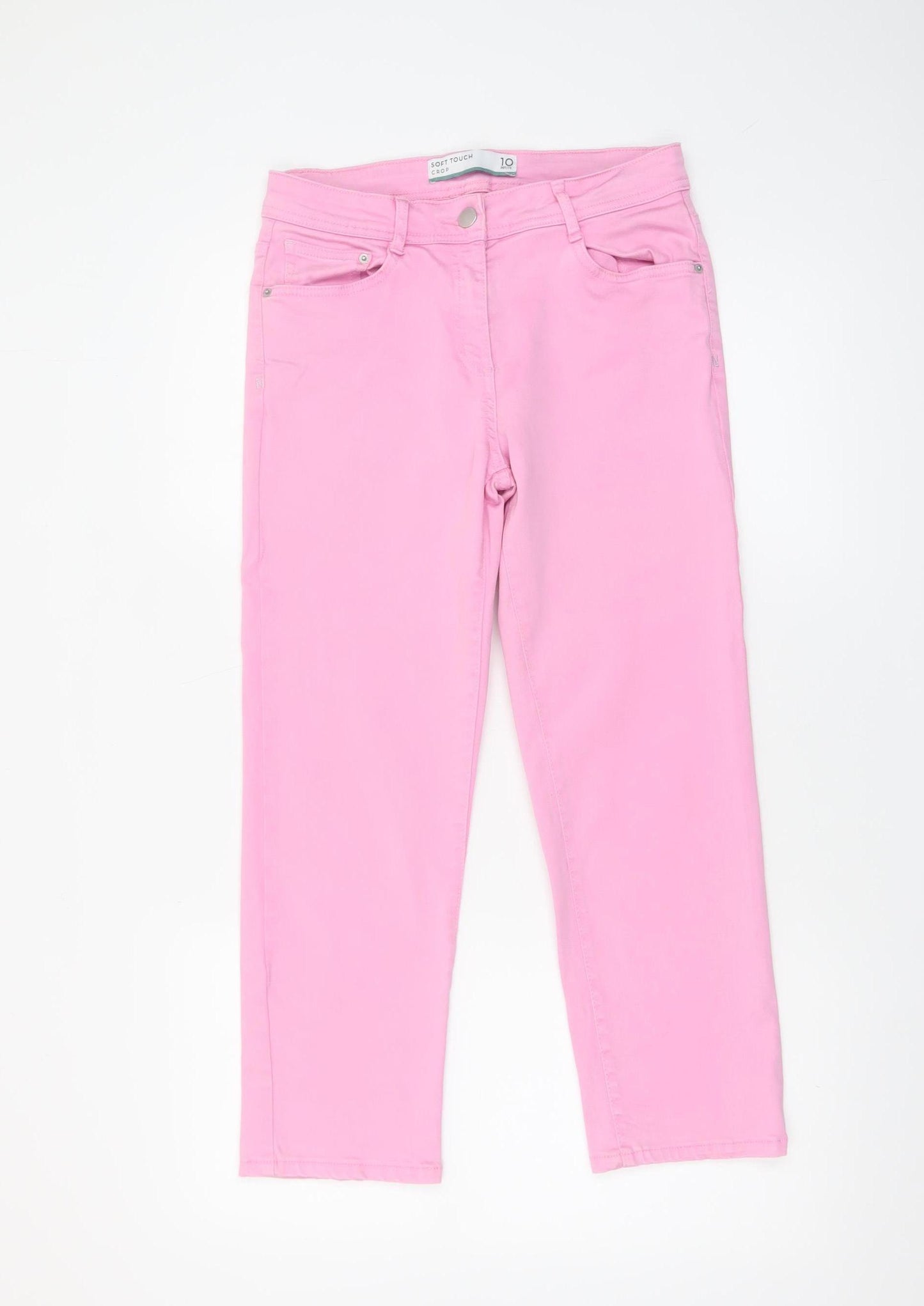 Next Women's Pink Slim Straight Jeans Size 10P Soft Stretch Denim