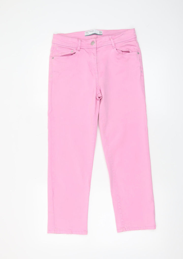 Next Women's Pink Slim Straight Jeans Size 10P Soft Stretch Denim