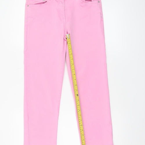 Next Women's Pink Slim Straight Jeans Size 10P Soft Stretch Denim