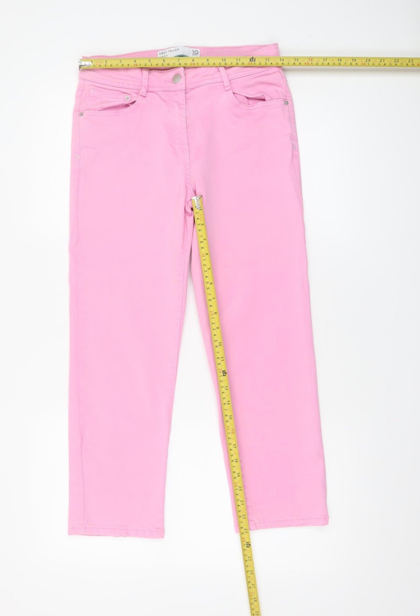 Next Women's Pink Slim Straight Jeans Size 10P Soft Stretch Denim