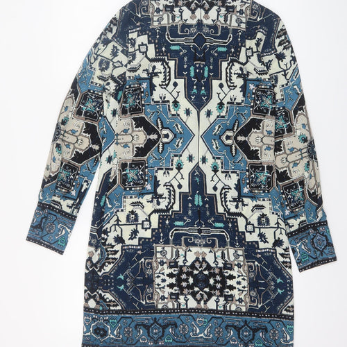 Warehouse Women’s Blue Geometric Shift Dress Size 8
