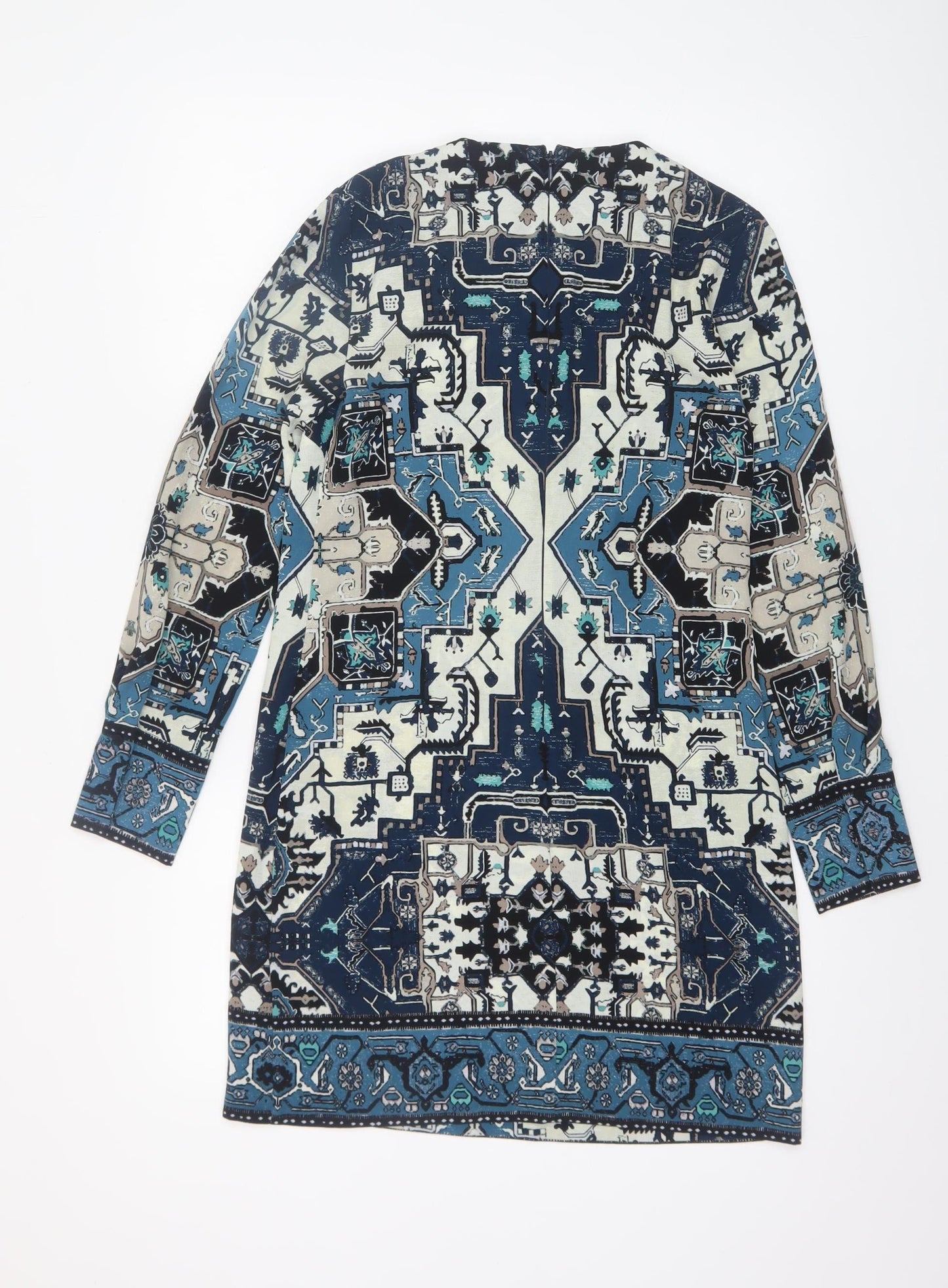 Warehouse Women’s Blue Geometric Shift Dress Size 8