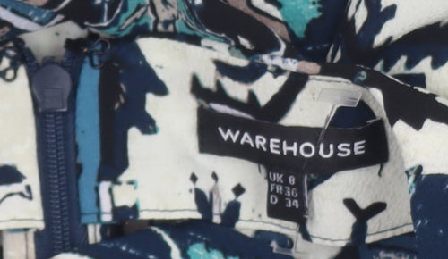 Warehouse Women’s Blue Geometric Shift Dress Size 8