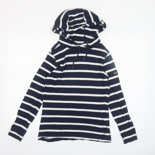 Regatta Womens Blue Striped Long Sleeve Hooded Cotton Top Size 10