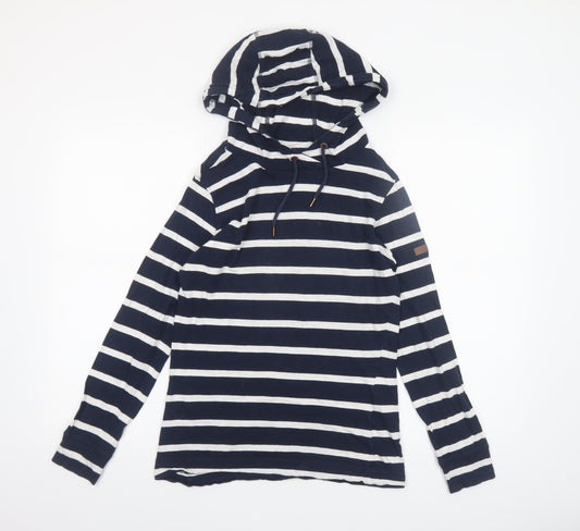 Regatta Womens Blue Striped Long Sleeve Hooded Cotton Top Size 10