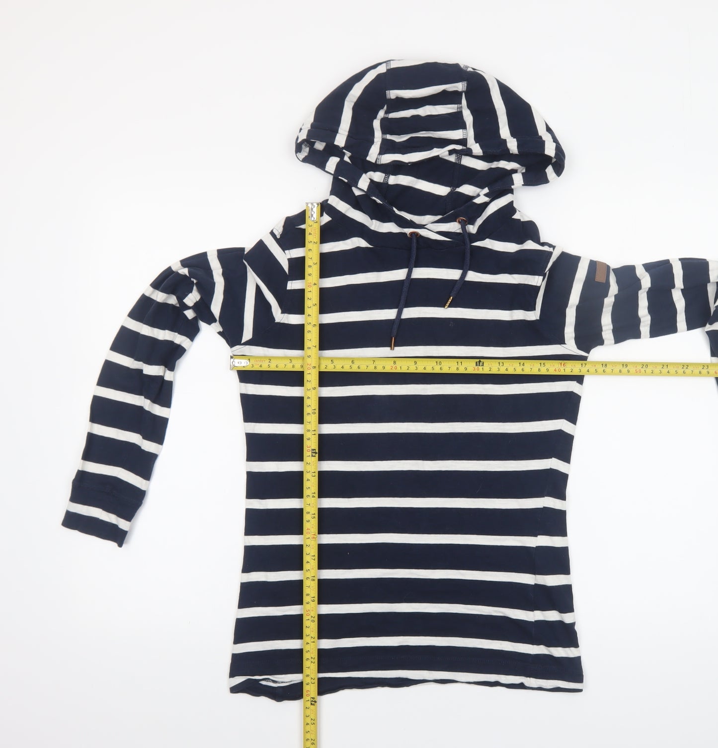 Regatta Womens Blue Striped Long Sleeve Hooded Cotton Top Size 10