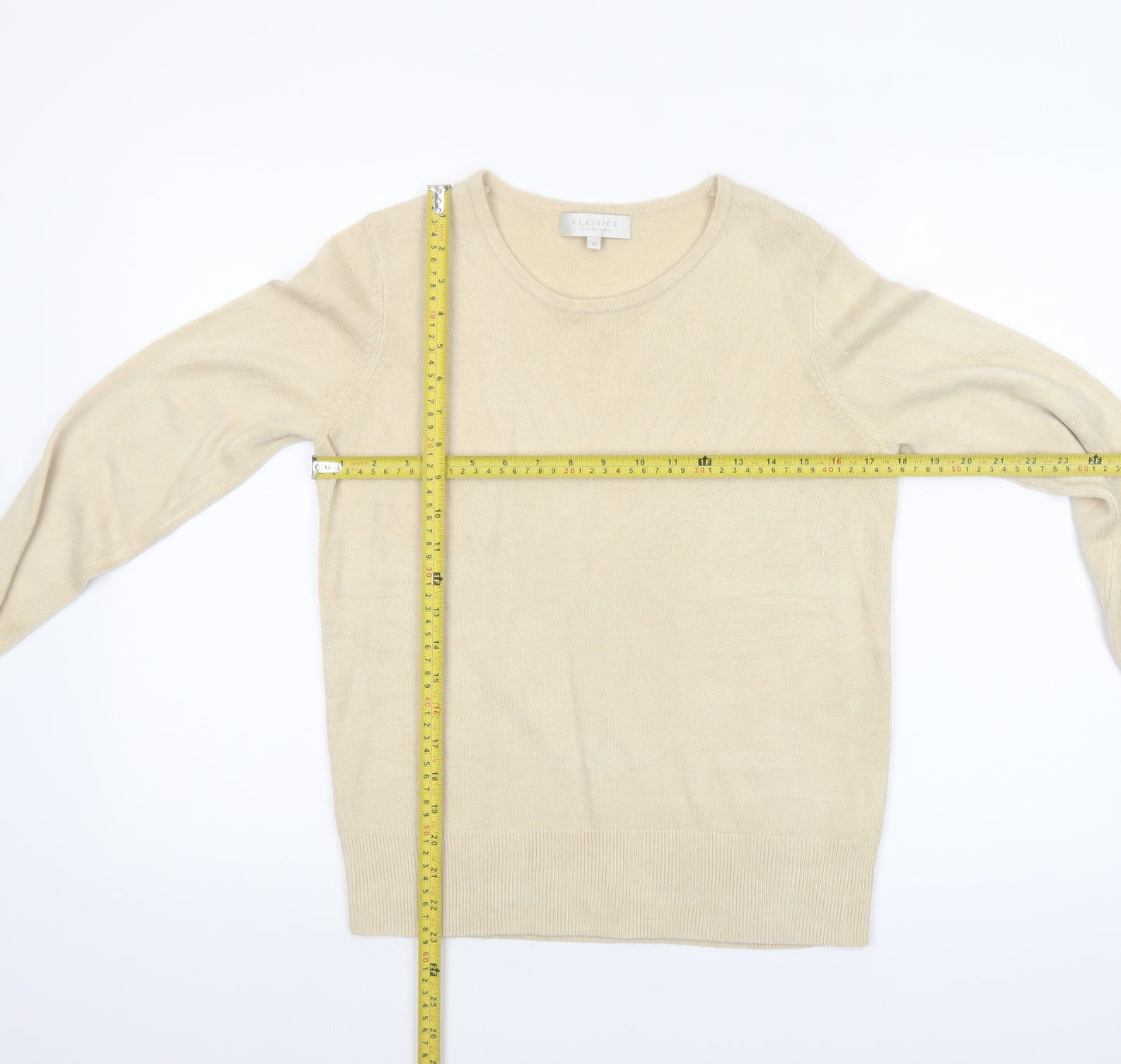 Debenhams Women’s Beige Crew Neck Acrylic Jumper Size 12