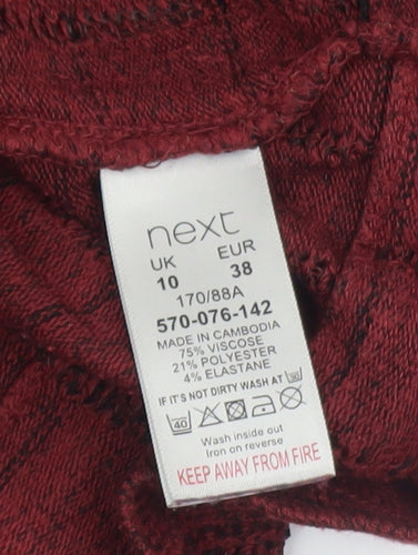 Next Women Red Long Sleeve Check Knit Pullover Jumper Size 10
