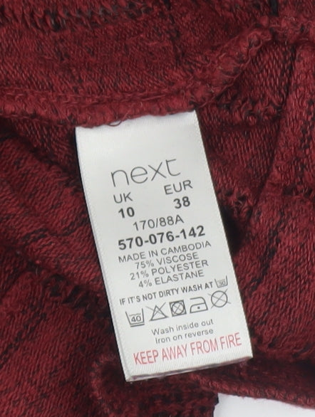 Next Women Red Long Sleeve Check Knit Pullover Jumper Size 10