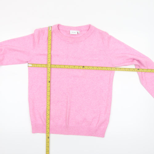 Vila Women's Pink Crew Neck Long Sleeve Pullover Jumper Size 12