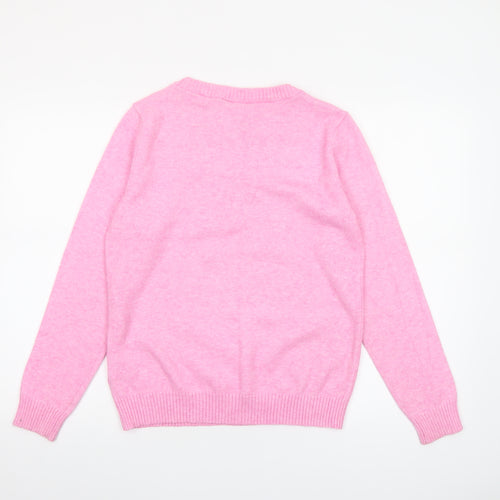 Vila Women's Pink Crew Neck Long Sleeve Pullover Jumper Size 12