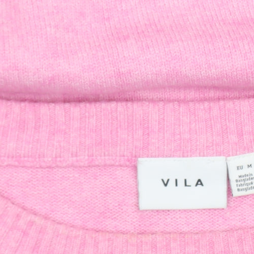 Vila Women's Pink Crew Neck Long Sleeve Pullover Jumper Size 12