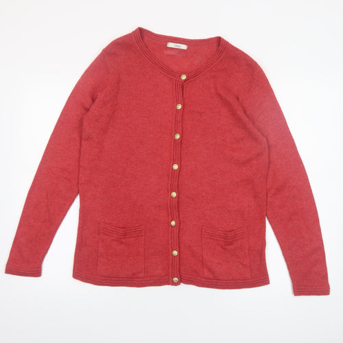 Marks and Spencer Women Red Button Cardigan UK 16 Acrylic Wool Knit