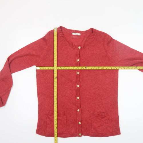 Marks and Spencer Women Red Button Cardigan UK 16 Acrylic Wool Knit