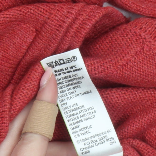 Marks and Spencer Women Red Button Cardigan UK 16 Acrylic Wool Knit