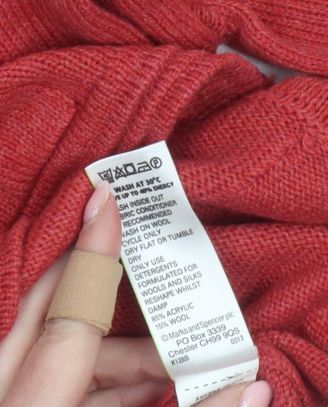Marks and Spencer Women Red Button Cardigan UK 16 Acrylic Wool Knit