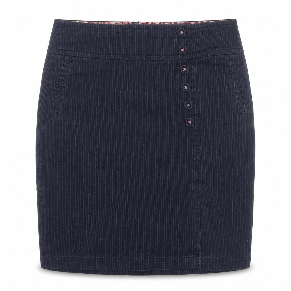 Laura Ashley Women's Blue Cotton Blend Pinstripe Knee Length Pencil Skirt Size 14