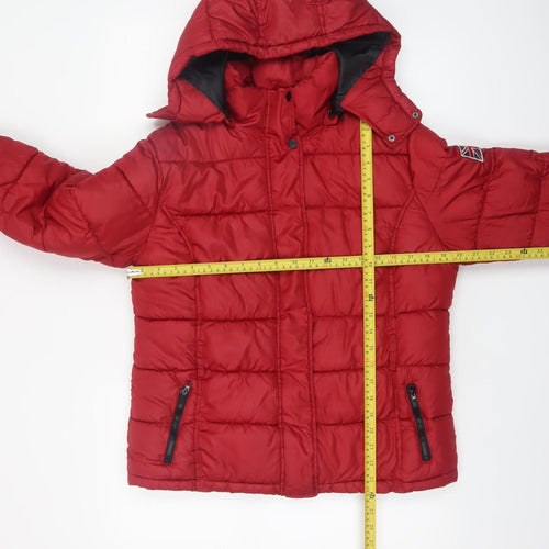 Springfield Women Red Hooded Puffer Jacket Size 16 Quilted Winter Coat
