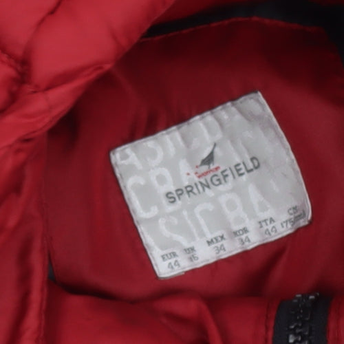 Springfield Women Red Hooded Puffer Jacket Size 16 Quilted Winter Coat