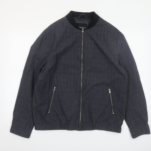 Red Herring Men's Grey Cotton Bomber Jacket Size L Casual Zip Twill