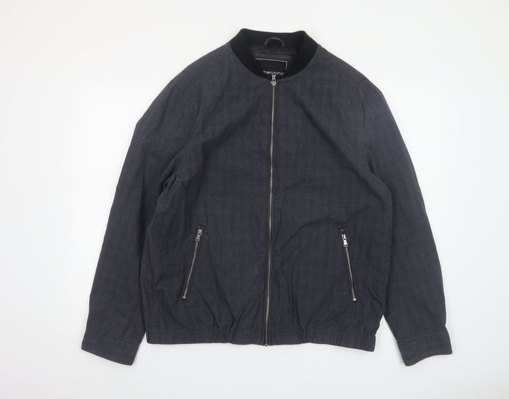 Red Herring Men's Grey Cotton Bomber Jacket Size L Casual Zip Twill