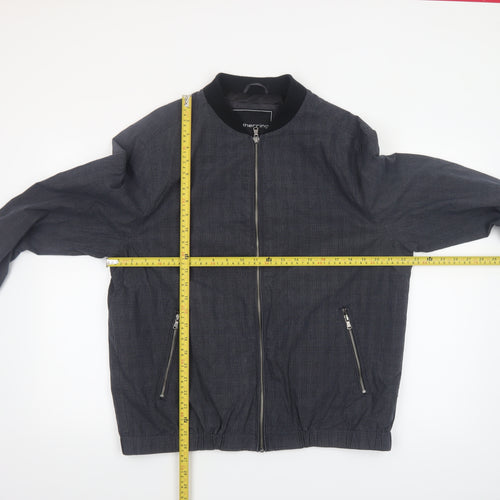 Red Herring Men's Grey Cotton Bomber Jacket Size L Casual Zip Twill