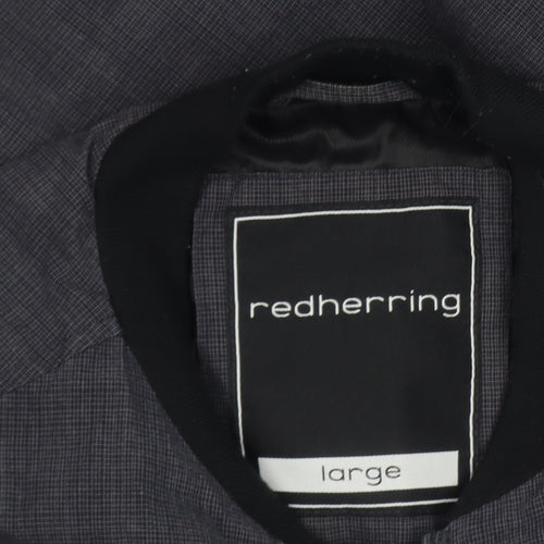 Red Herring Men's Grey Cotton Bomber Jacket Size L Casual Zip Twill