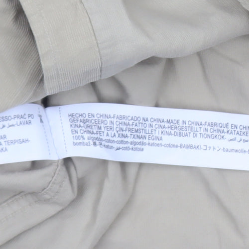 Massimo Dutti Men's Beige Cotton Long Sleeve Button-Up Shirt M