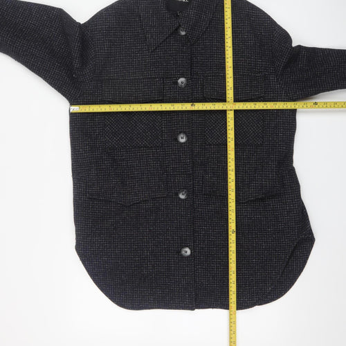 Monki Womens Black Wool Blend Shacket Jacket Size S Classic Relaxed Style