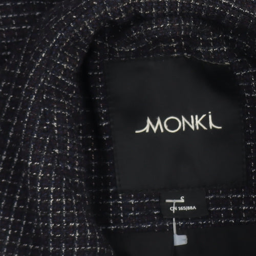 Monki Womens Black Wool Blend Shacket Jacket Size S Classic Relaxed Style