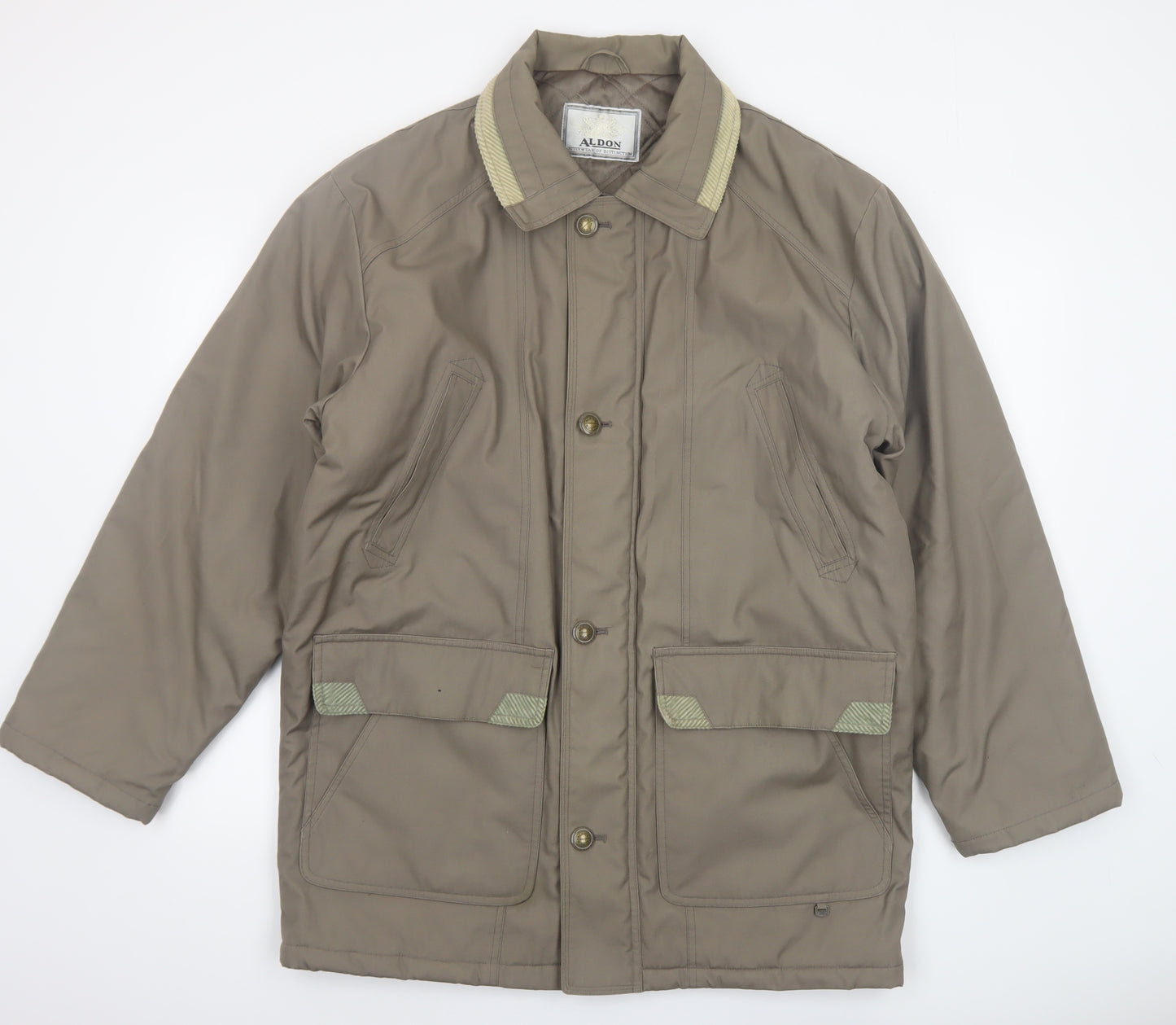 Aldon Men's Brown Quilted Mid-Length Jacket Size M Outdoor Style