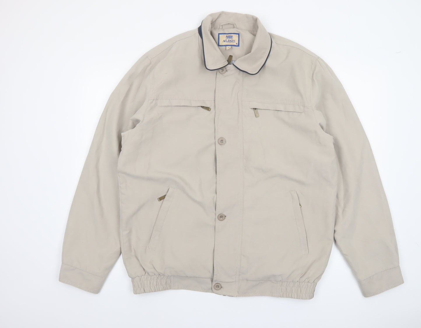 Aldon Men's Beige Classic Bomber Jacket Size M Polyester