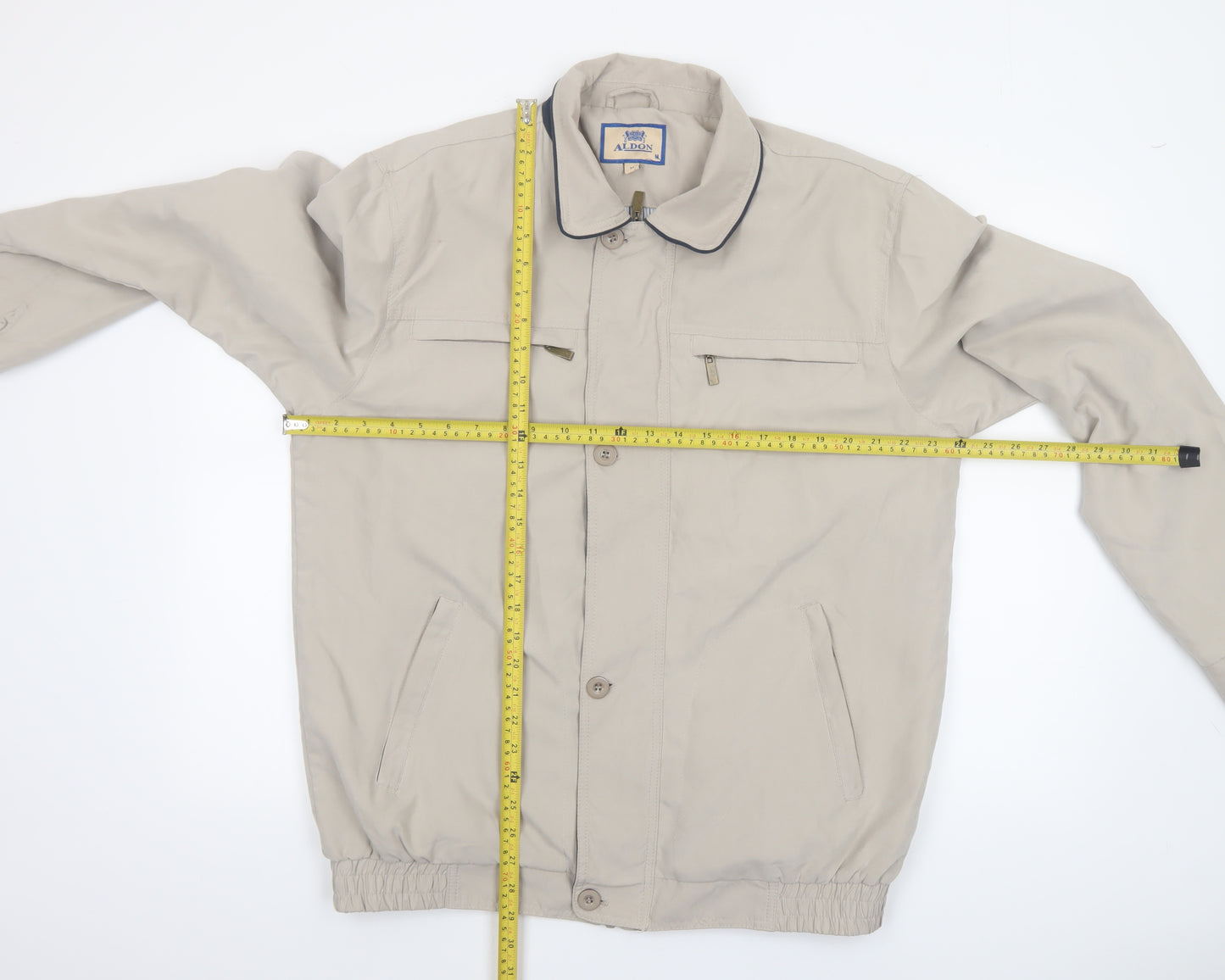 Aldon Men's Beige Classic Bomber Jacket Size M Polyester
