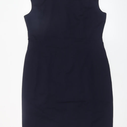 Jaeger Women’s Blue Wool Sheath Knee Length Work Dress UK 14