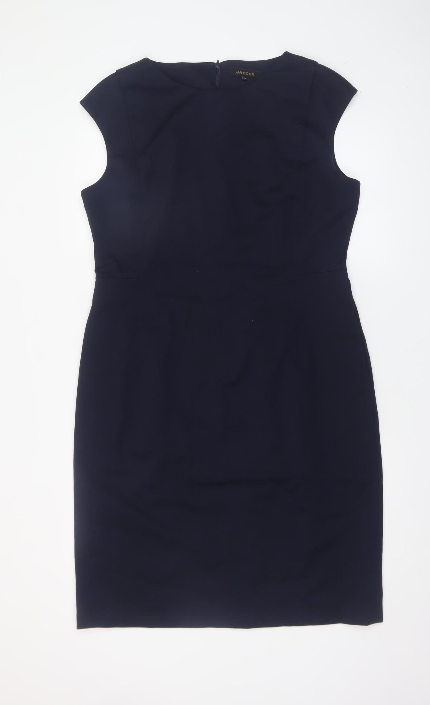 Jaeger Women’s Blue Wool Sheath Knee Length Work Dress UK 14